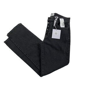 Pistola Charlie High Rise Straight Distressed Gray Wash Button Fly Women's SZ 25